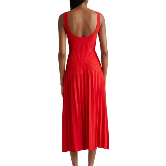 Staud Ellison Pleat Effect Sweater Dress, Red, Size M - Picture 2 of 10